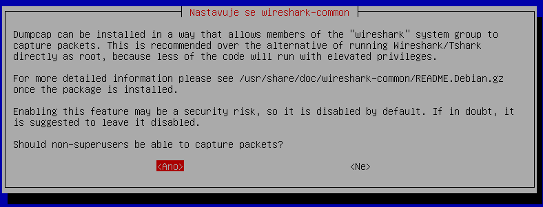 Wireshark oprávnění