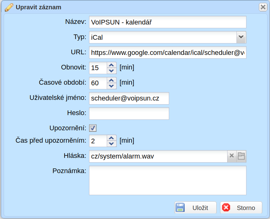 Vlastnosti kalendáře