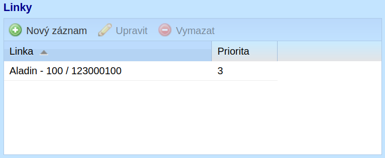 Konfigurace linky ve frontě
