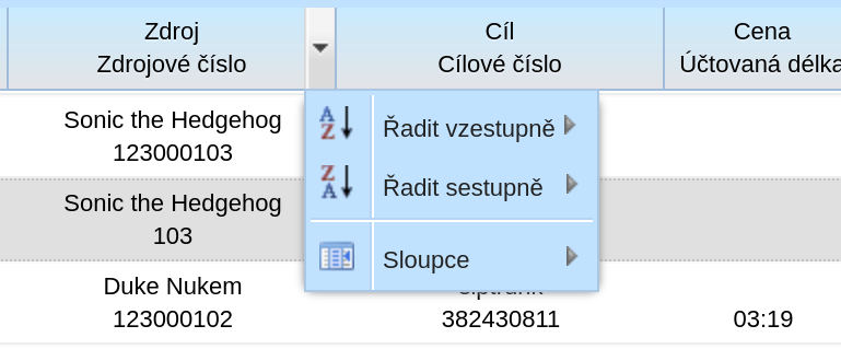 Řazení výsledků