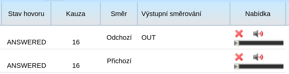 Ovládání přehrávání nahrávek