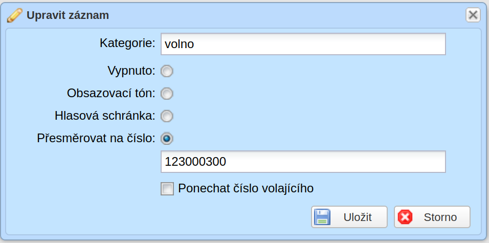Nastavení kategorie kalendáře