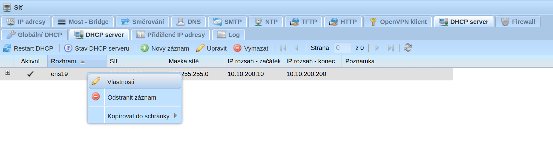 DHCP nabídka