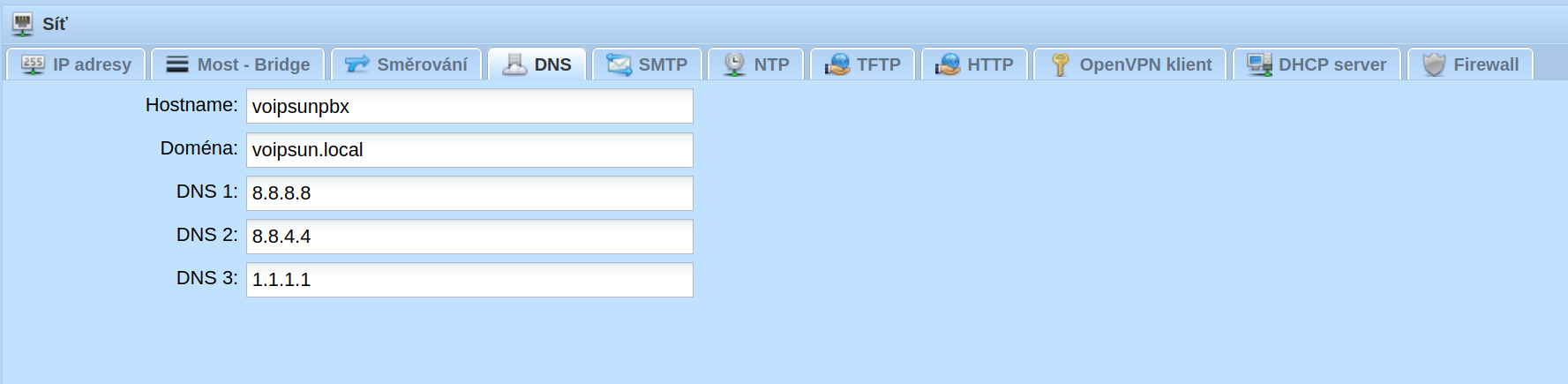 DNS konfigurace