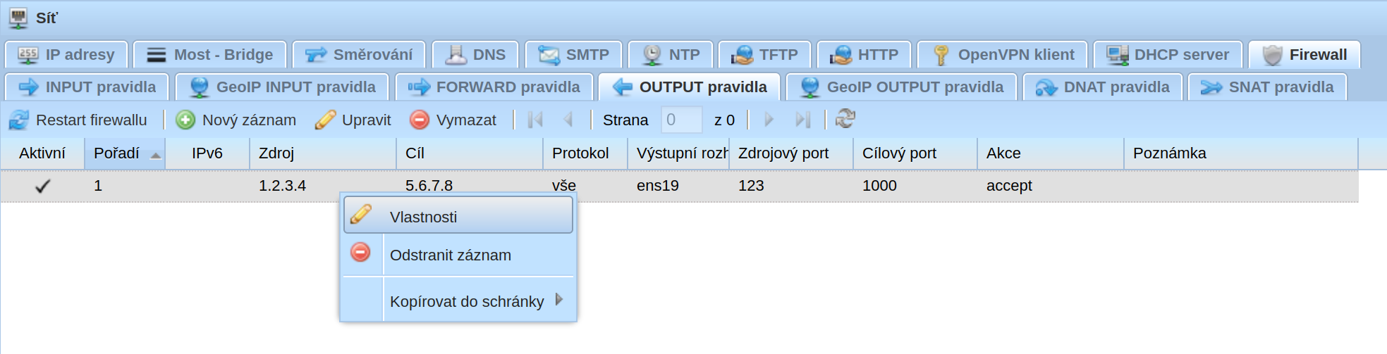 OUTPUT nabídka