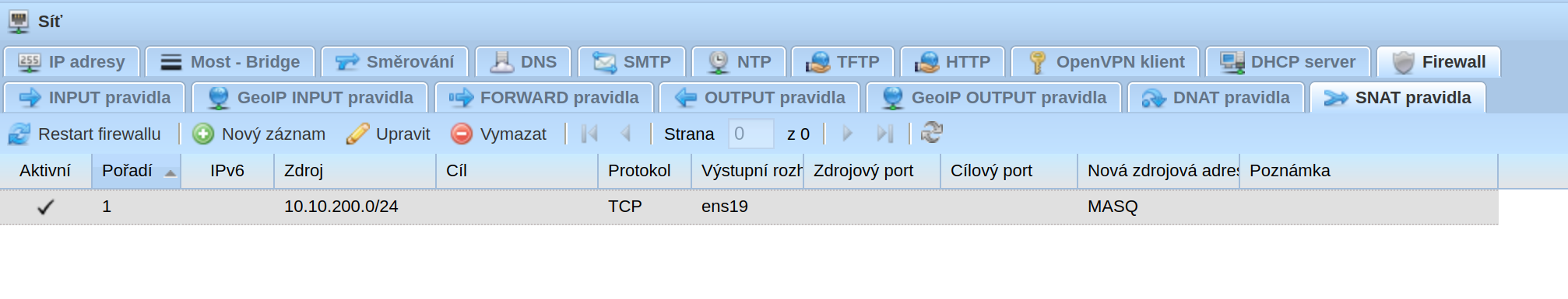 SNAT pravidla