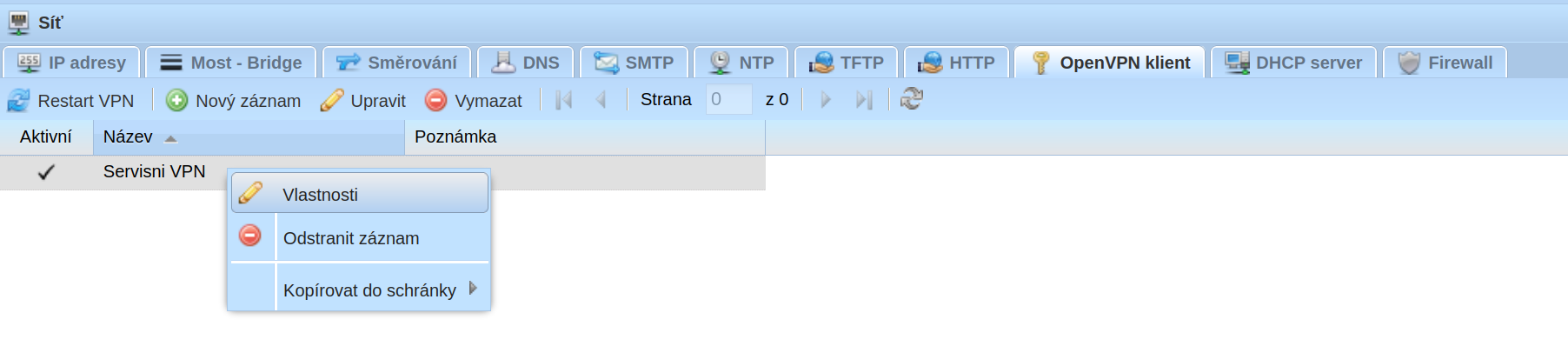 OpenVPN nabídka