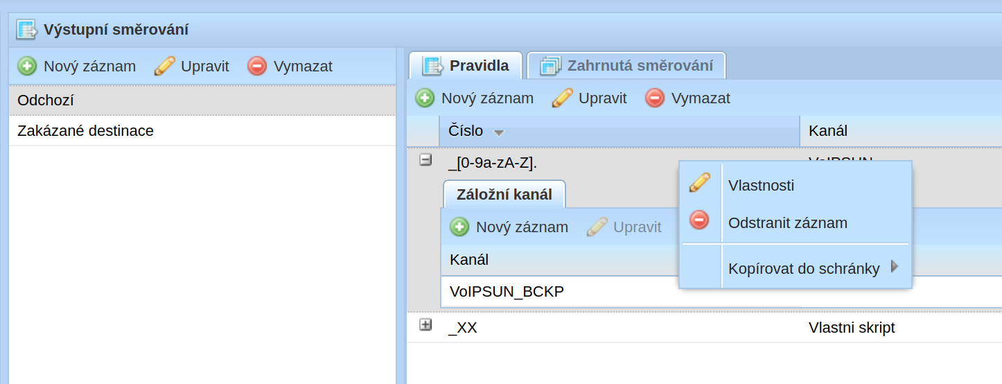 Parametry pravidla