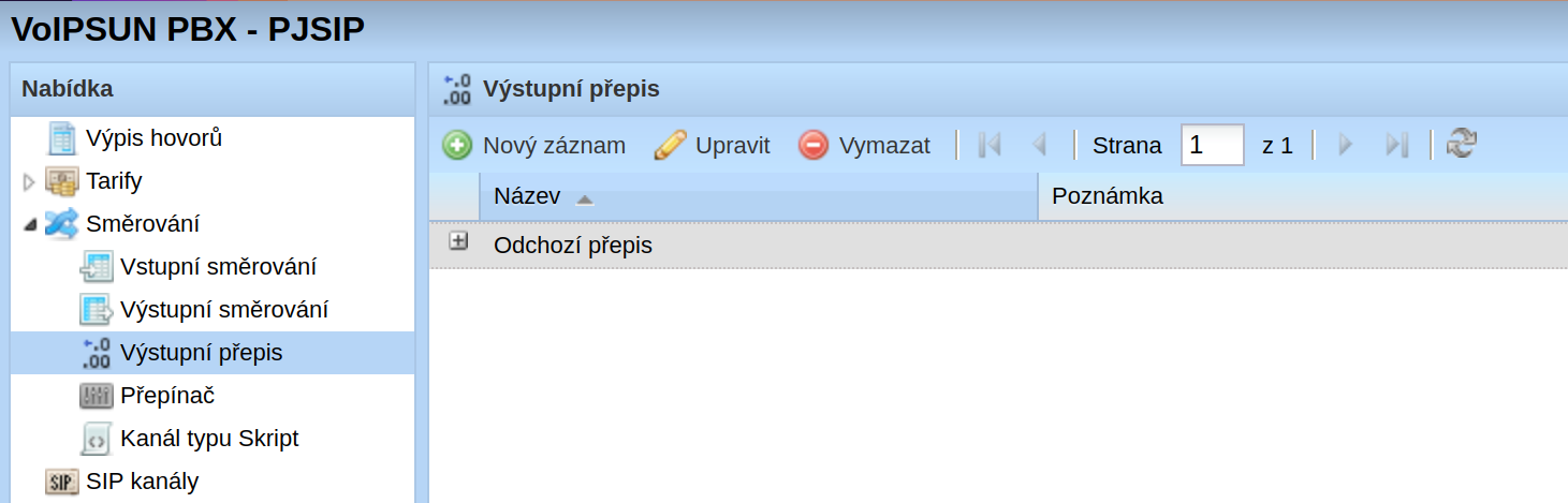 Výstupní přepis