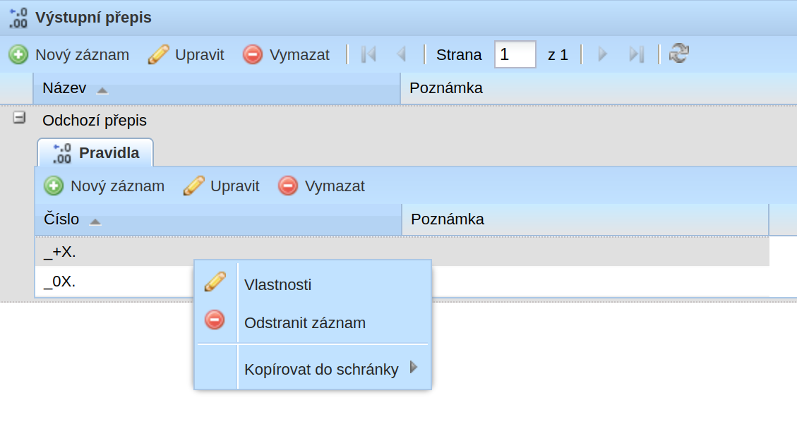 Možnosti seznamu