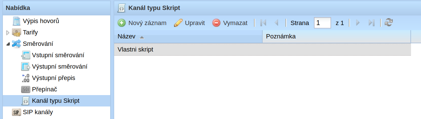 Kanál typu SKRIPT