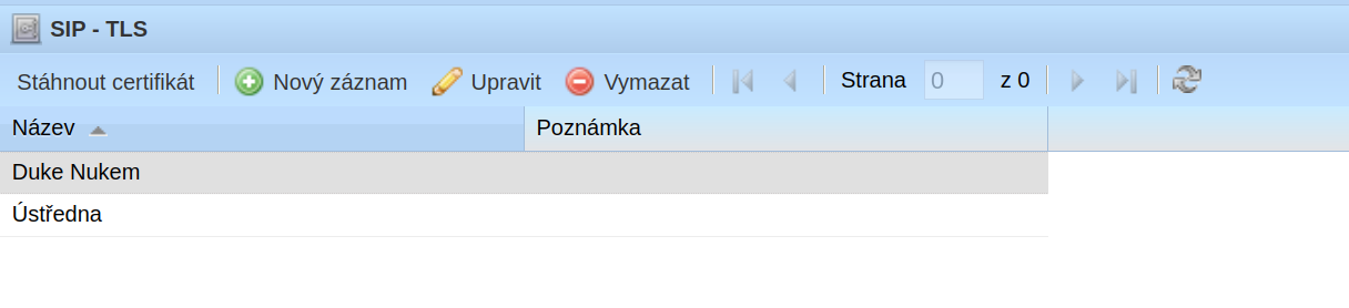 Seznam klíčů