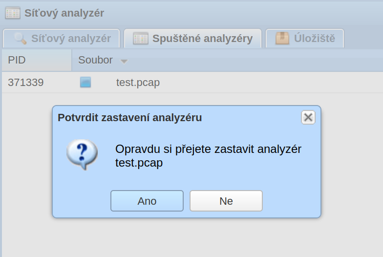 Zastavení analyzéru
