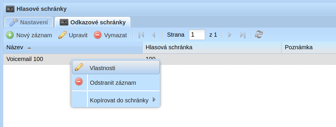 Menu schránky