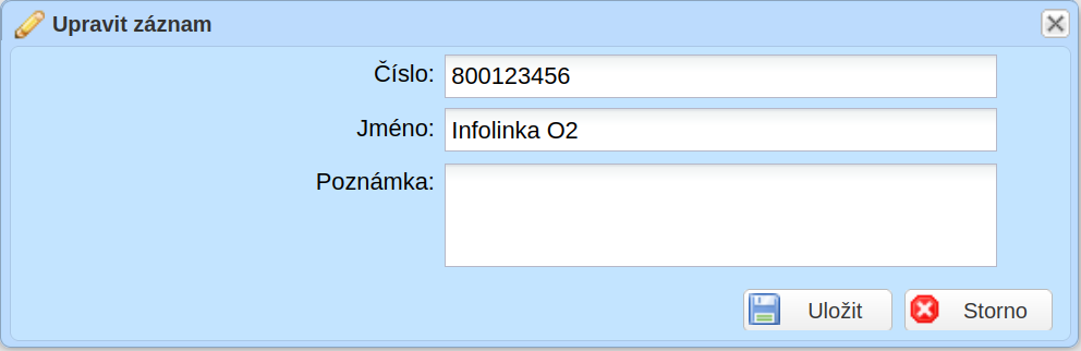 Vlastnosti záznamu