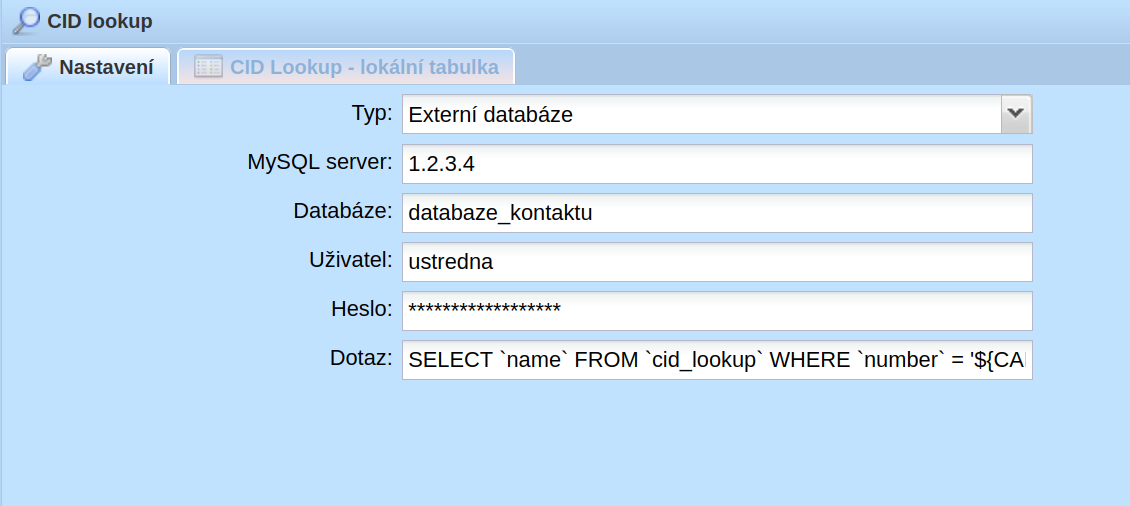 Externí databáze