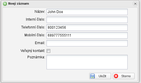 Vlastnosti kontaktu